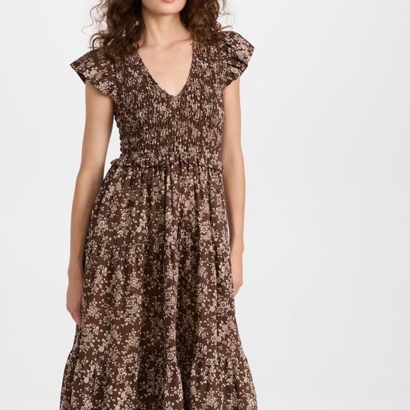 Floral Brown Midi Dress O.p.t - Picture 1 of 7